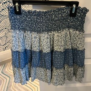 blue flowy flower skirt